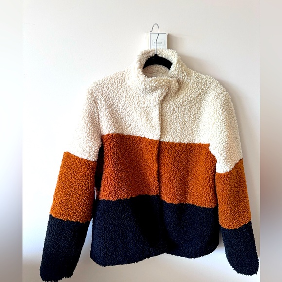 Sadie & Sage- Black, Cream, and Rustic Orange Teddy Jacket - Picture 1 of 4